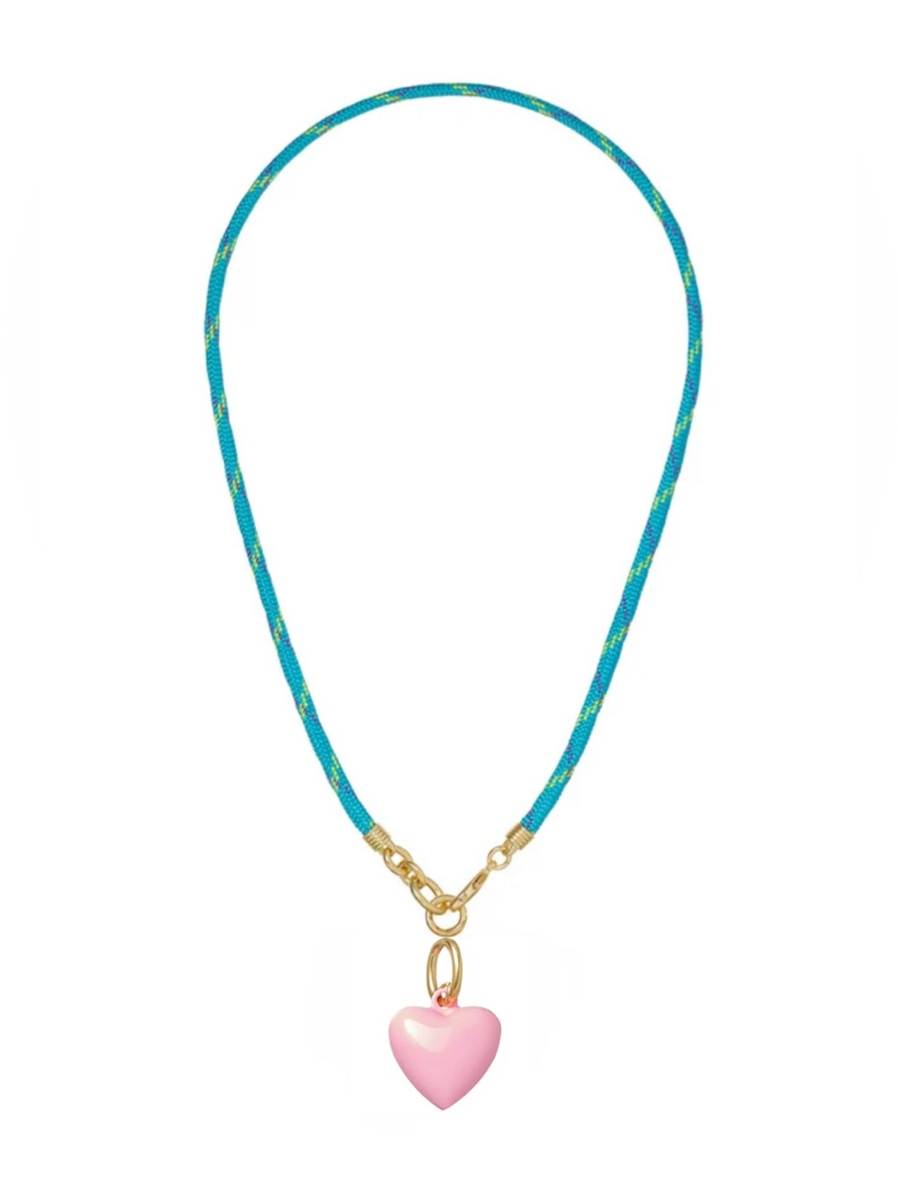 Roxanne Assoulin Happy Cord Charm Necklace Dark Turquoise Cord CottonCandy Heart